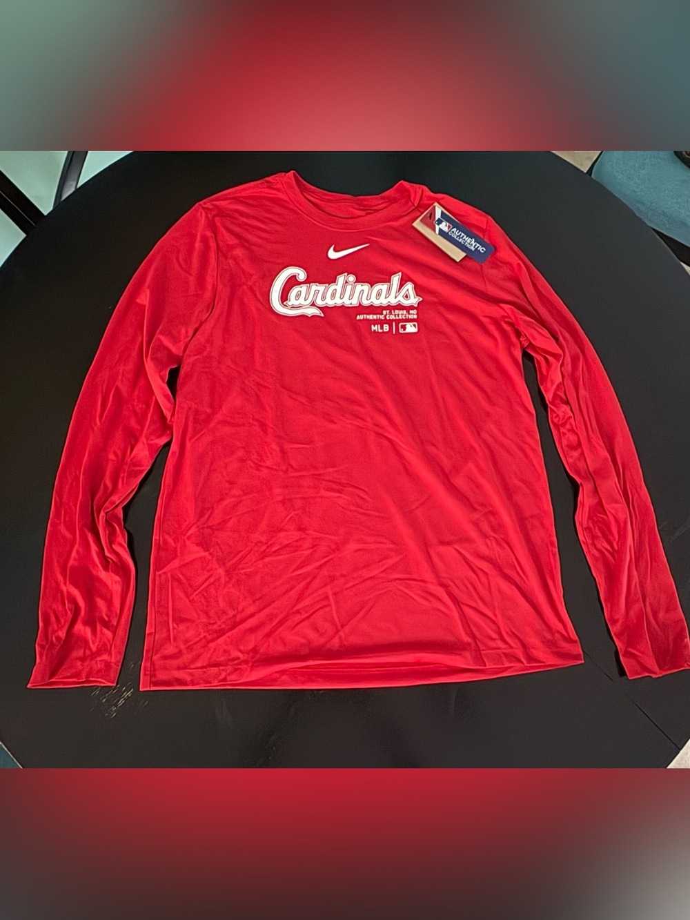 St Louis Cardinals Nike Dri Fit MLB Genuine Long Sleeve Shirt Men's L NWT!